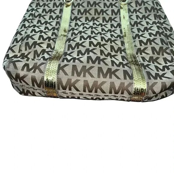 Michael Kors Monogram Sequin Brown/GoldTote - Picture 8 of 11